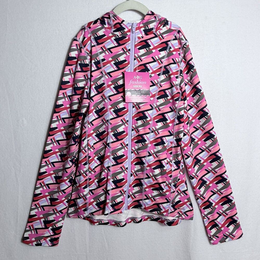 NEW American Girl Feeling Fierce Print Zip Up Hooded Jacket Size M 10-12